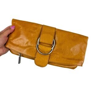 Hobo International Tan Distressed Fold Over Clutch Purse